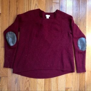 J. Crew Factory Women's Elbow Patch Sweater Maroon